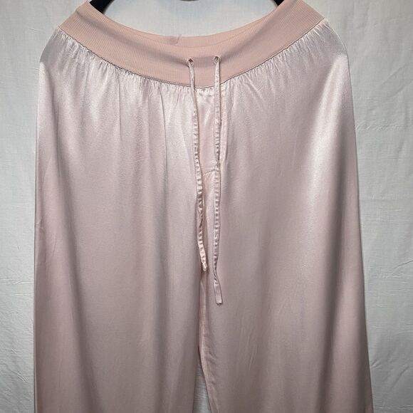 PJ Harlow Jolie Satin Lounge Pants Wide Leg Drawstring Size XS Lt Pink Blush - Picture 12 of 12